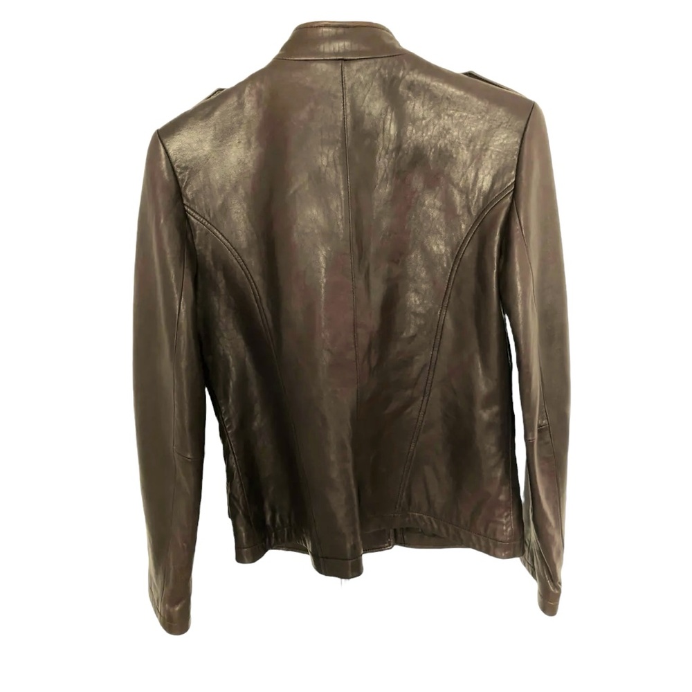 Mint! Vintage Authentic Leather Jacket Banana Republic Fitted Dark Brown Sz 2 - Picture 13 of 13